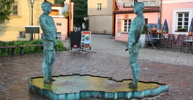 Two men urinating (David Cerny), Prague