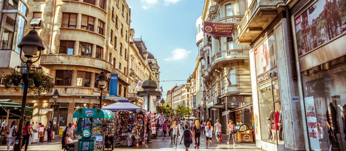 Rue commerçante Knez Mihailov, Belgrade, Serbie