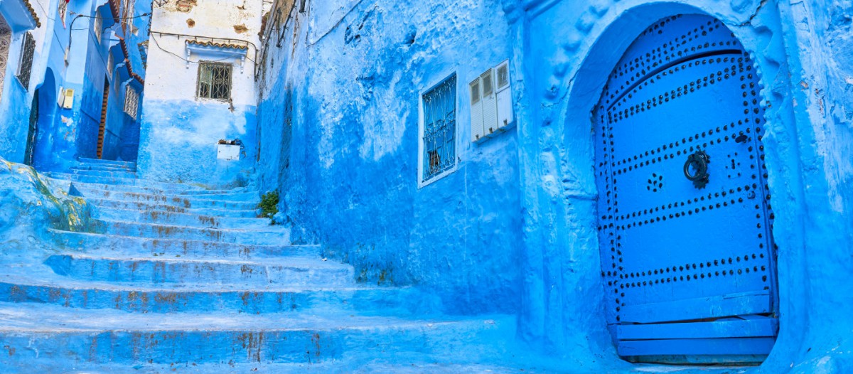 Les murs bleus de Chefchaouen, Maroc